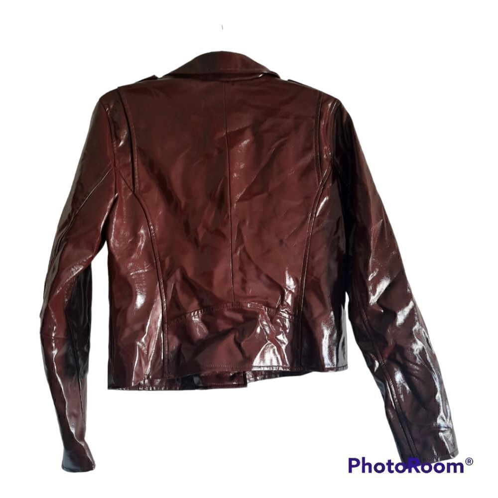 Nine West Vegan Leather Moto Style Coat Jacket - Picture 3 of 3